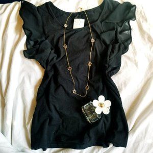 Black RUFFLED Short Sleeves